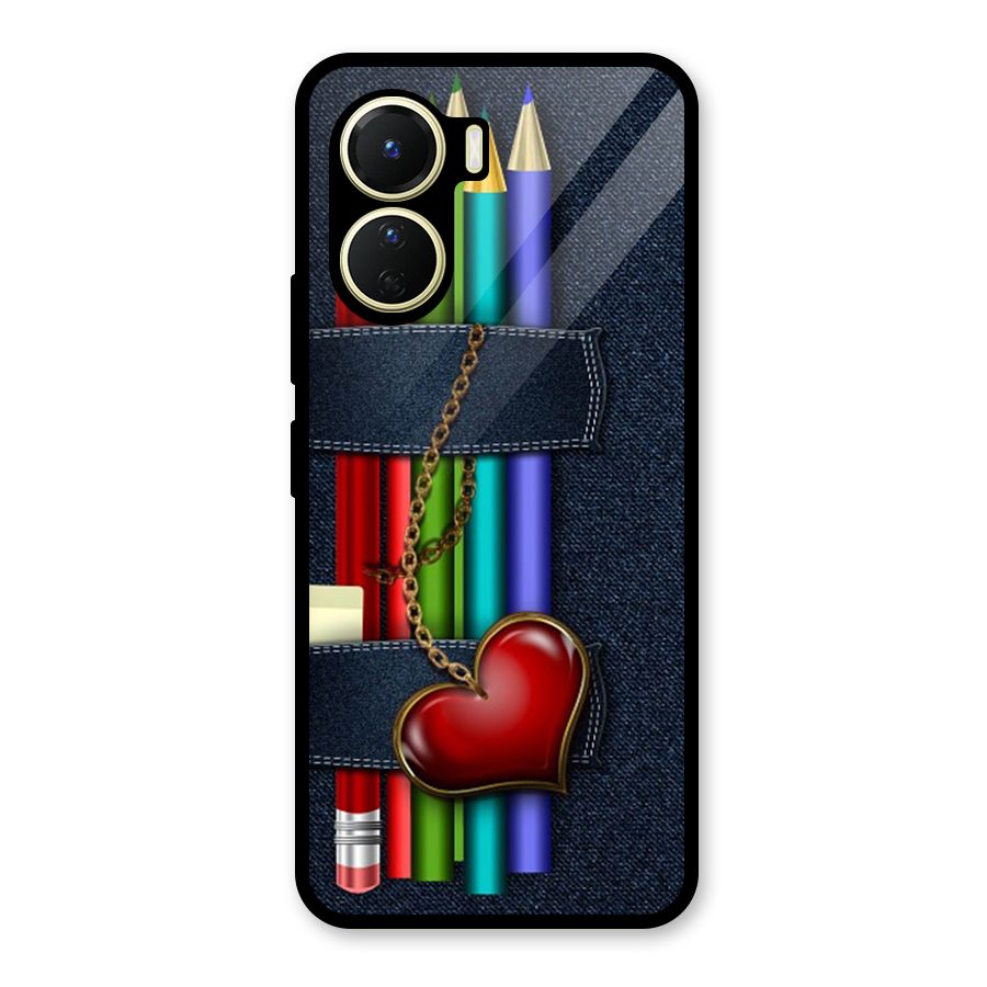 Denim Colorful Pencils Glass Back Case for Vivo Y56