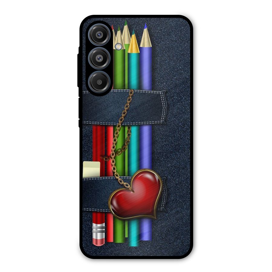 Denim Colorful Pencils Metal Back Case for Galaxy A16 5G