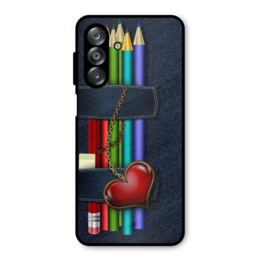 Denim Colorful Pencils Metal Back Case for Galaxy A26