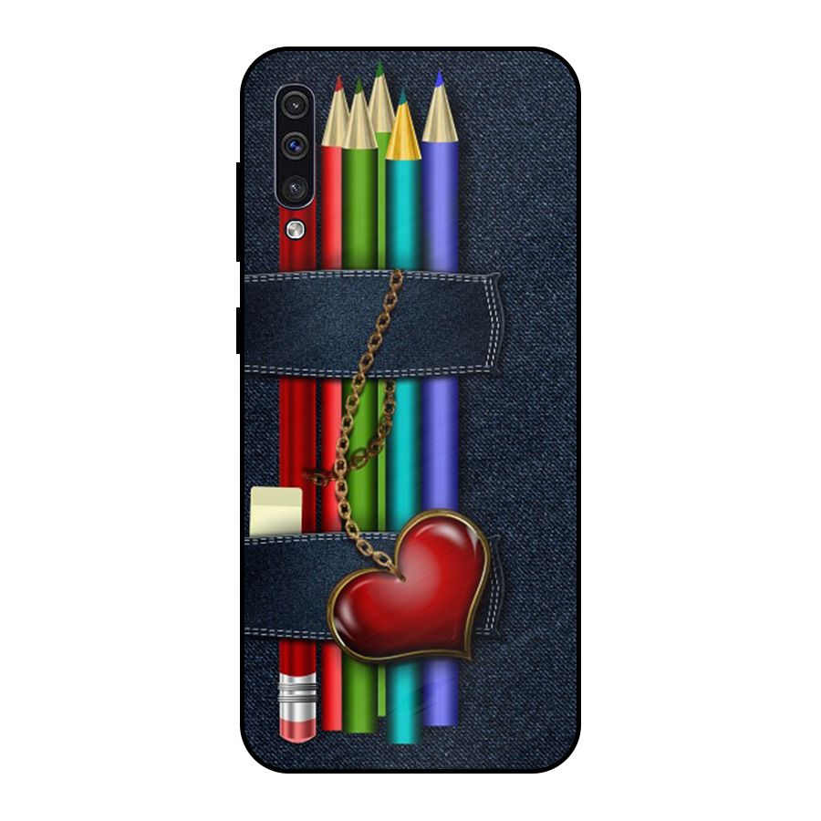Denim Colorful Pencils Metal Back Case for Galaxy A30s
