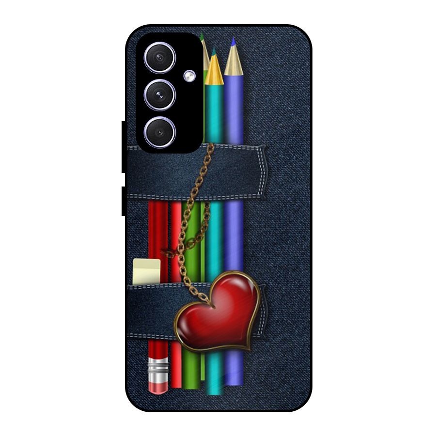 Denim Colorful Pencils Metal Back Case for Galaxy A54