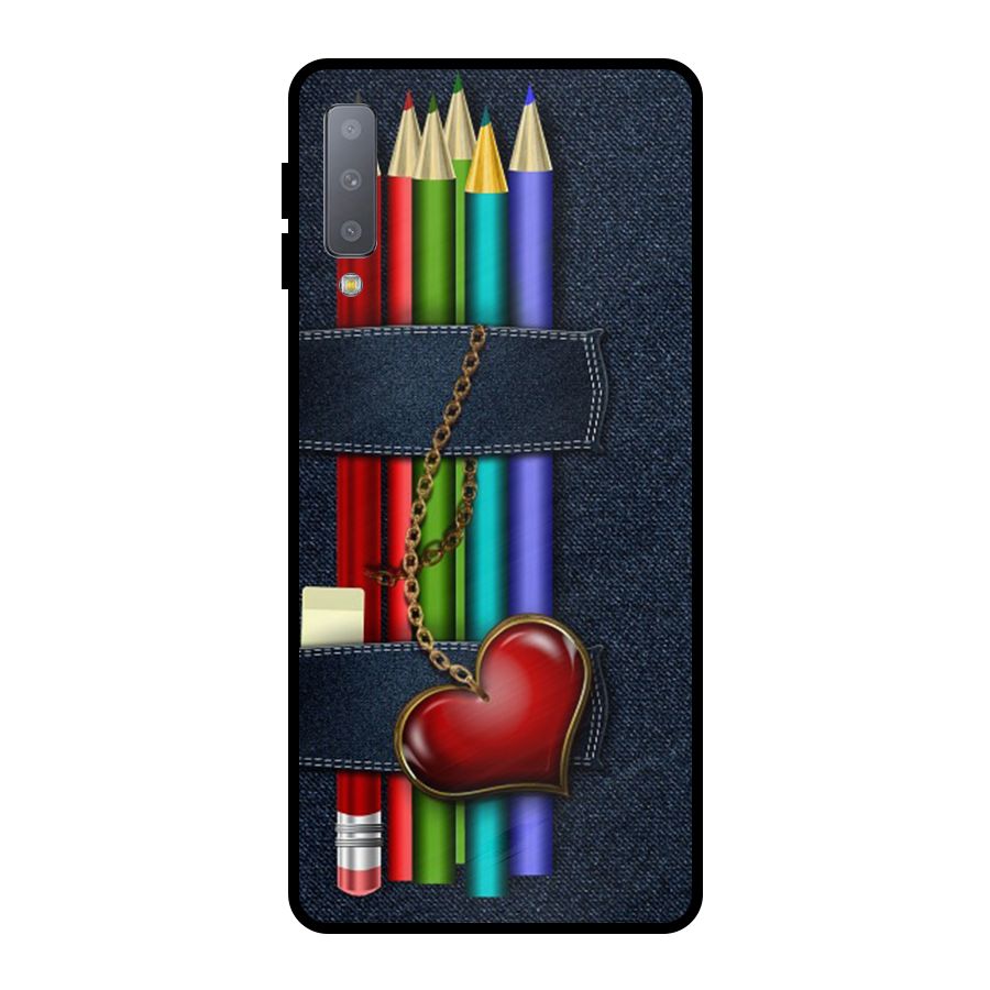 Denim Colorful Pencils Metal Back Case for Galaxy A7 (2018)