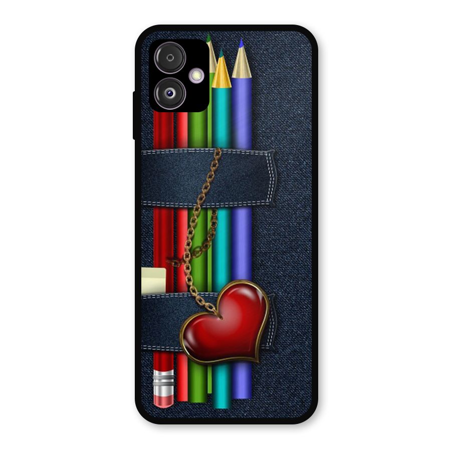Denim Colorful Pencils Metal Back Case for Galaxy F14