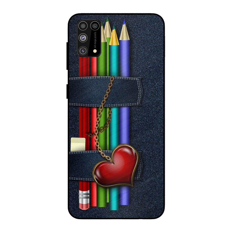 Denim Colorful Pencils Metal Back Case for Galaxy F41