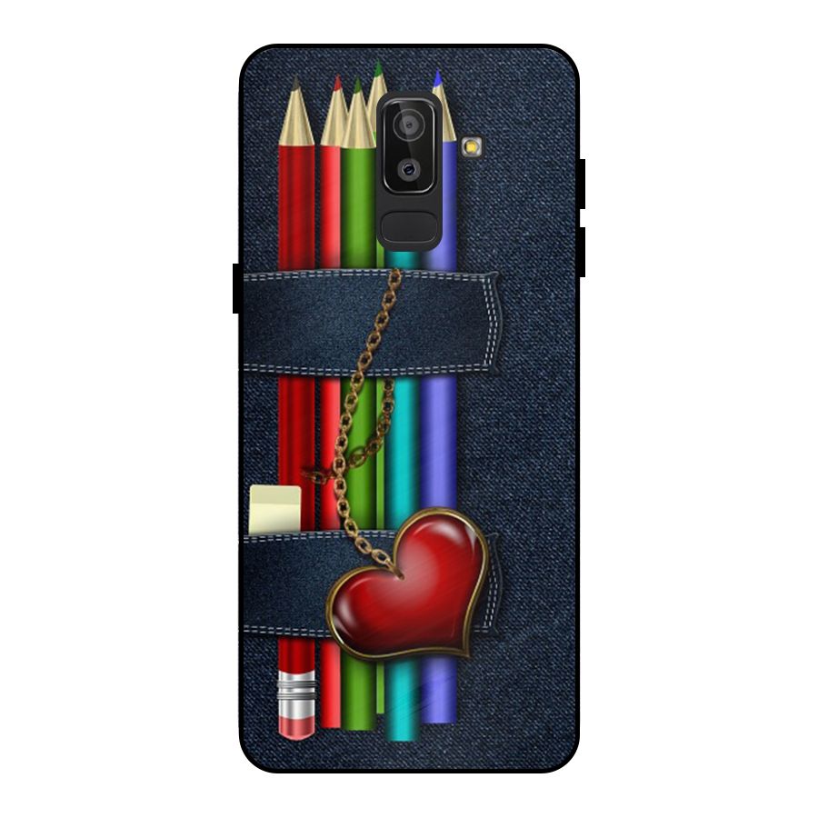 Denim Colorful Pencils Metal Back Case for Galaxy J8