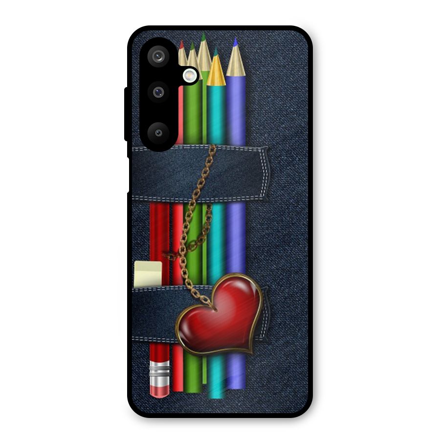 Denim Colorful Pencils Metal Back Case for Galaxy M16