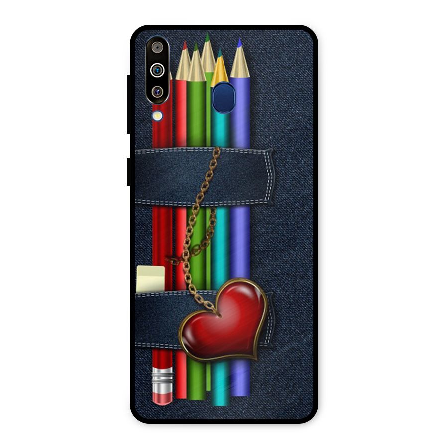 Denim Colorful Pencils Metal Back Case for Galaxy M30