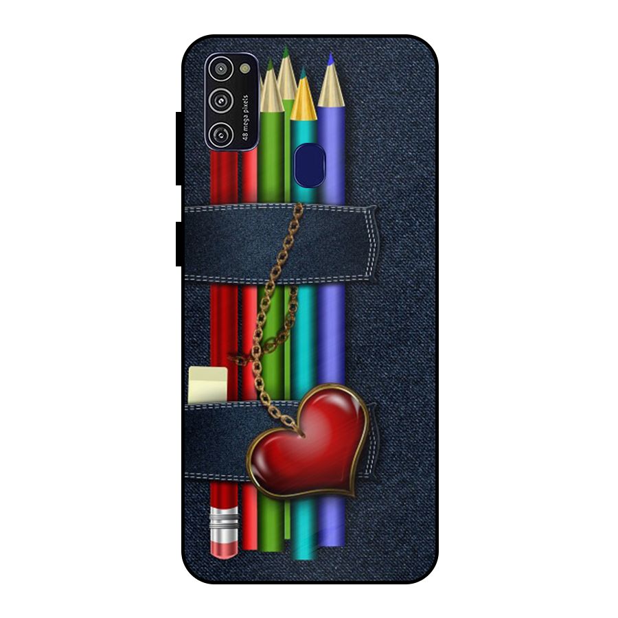 Denim Colorful Pencils Metal Back Case for Galaxy M30s