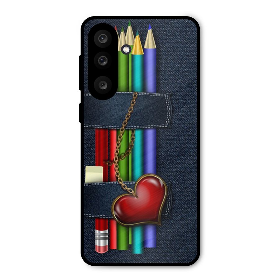 Denim Colorful Pencils Metal Back Case for Galaxy M56