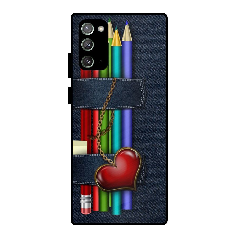 Denim Colorful Pencils Metal Back Case for Galaxy Note 20