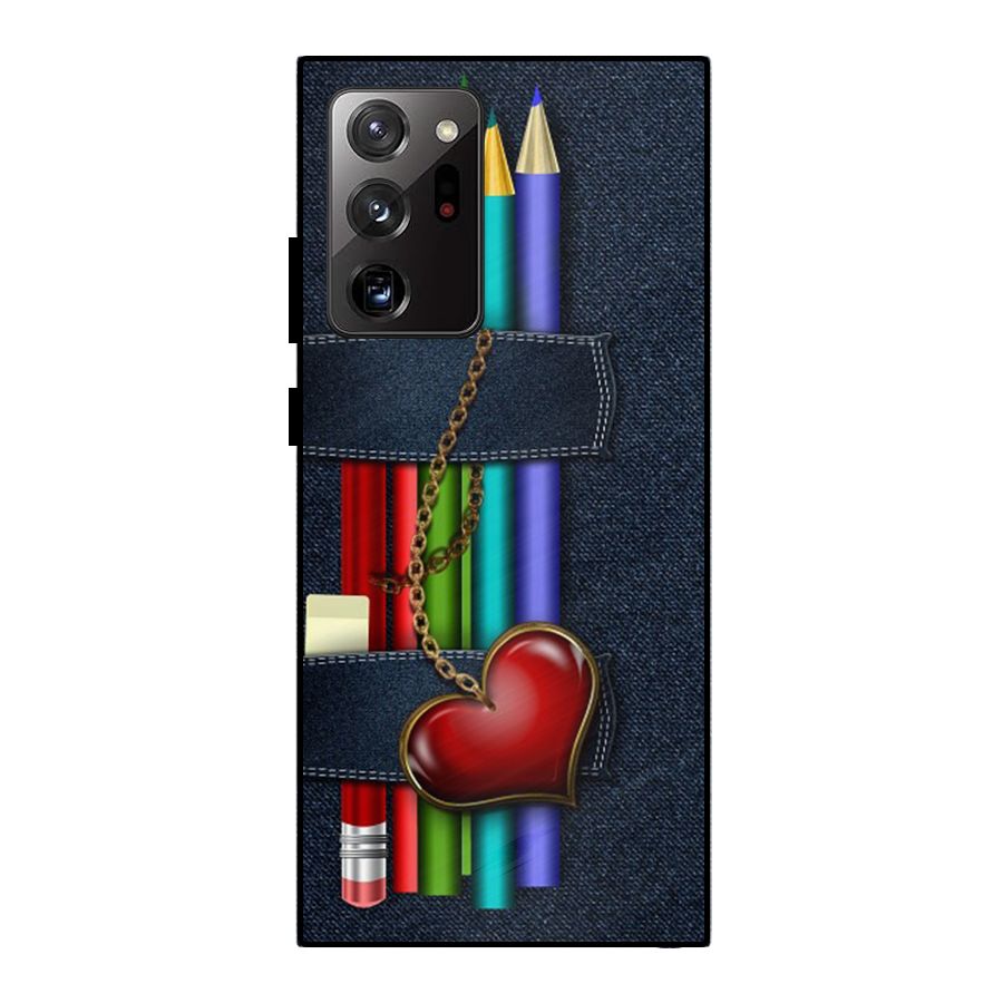 Denim Colorful Pencils Metal Back Case for Galaxy Note 20 Ultra