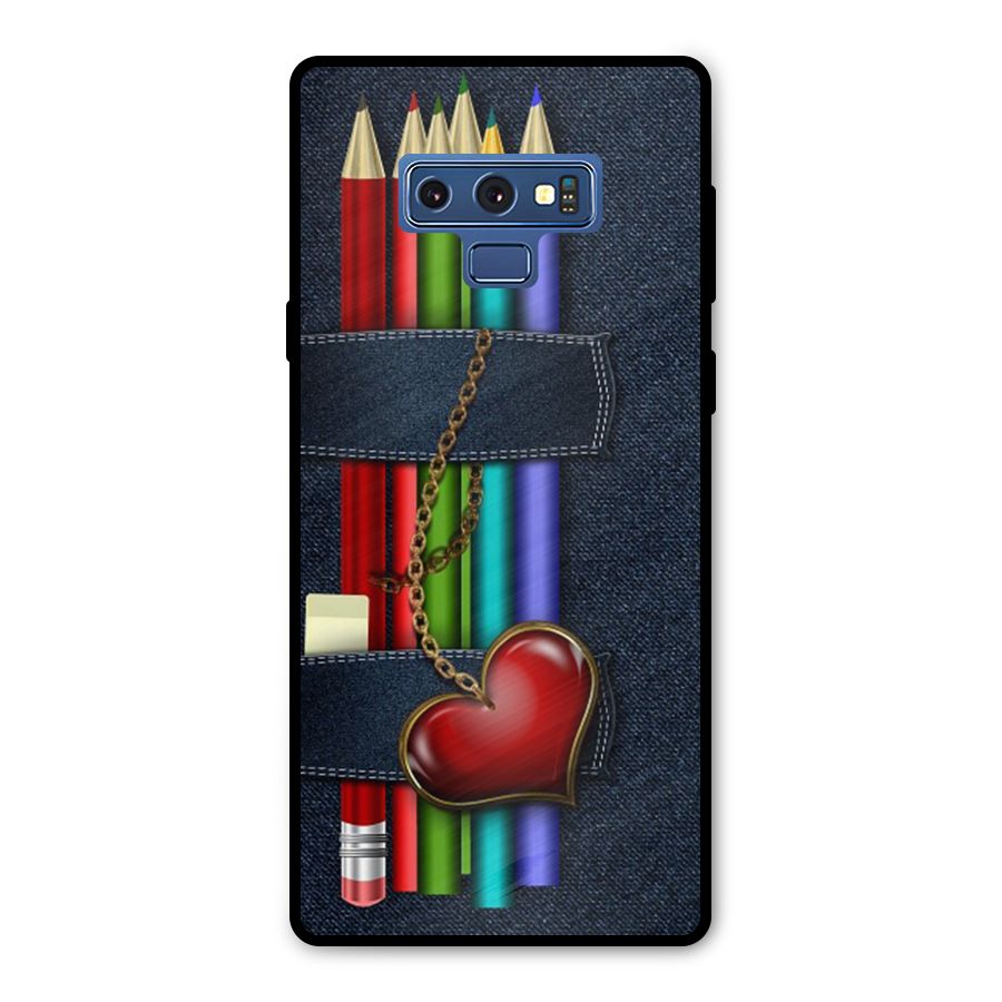 Denim Colorful Pencils Metal Back Case for Galaxy Note 9