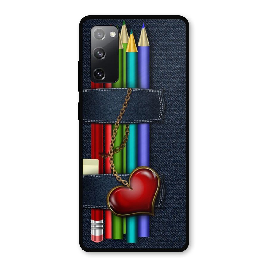Denim Colorful Pencils Metal Back Case for Galaxy S20 FE 5G