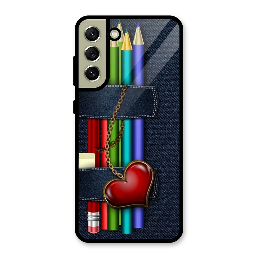 Denim Colorful Pencils Metal Back Case for Galaxy S21 FE 5G (2023)