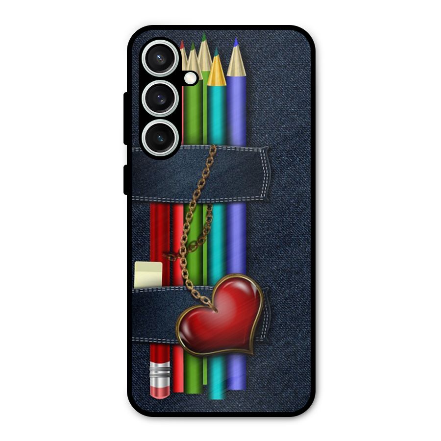 Denim Colorful Pencils Metal Back Case for Galaxy S23 FE