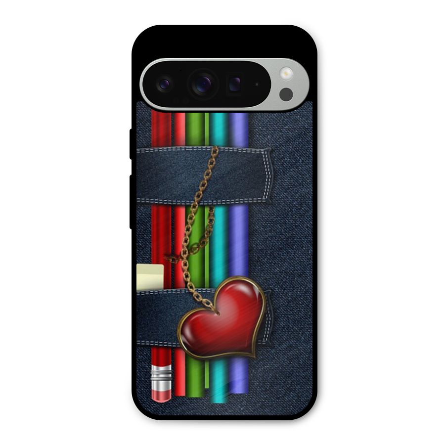 Denim Colorful Pencils Metal Back Case for Google Pixel 9 Pro XL