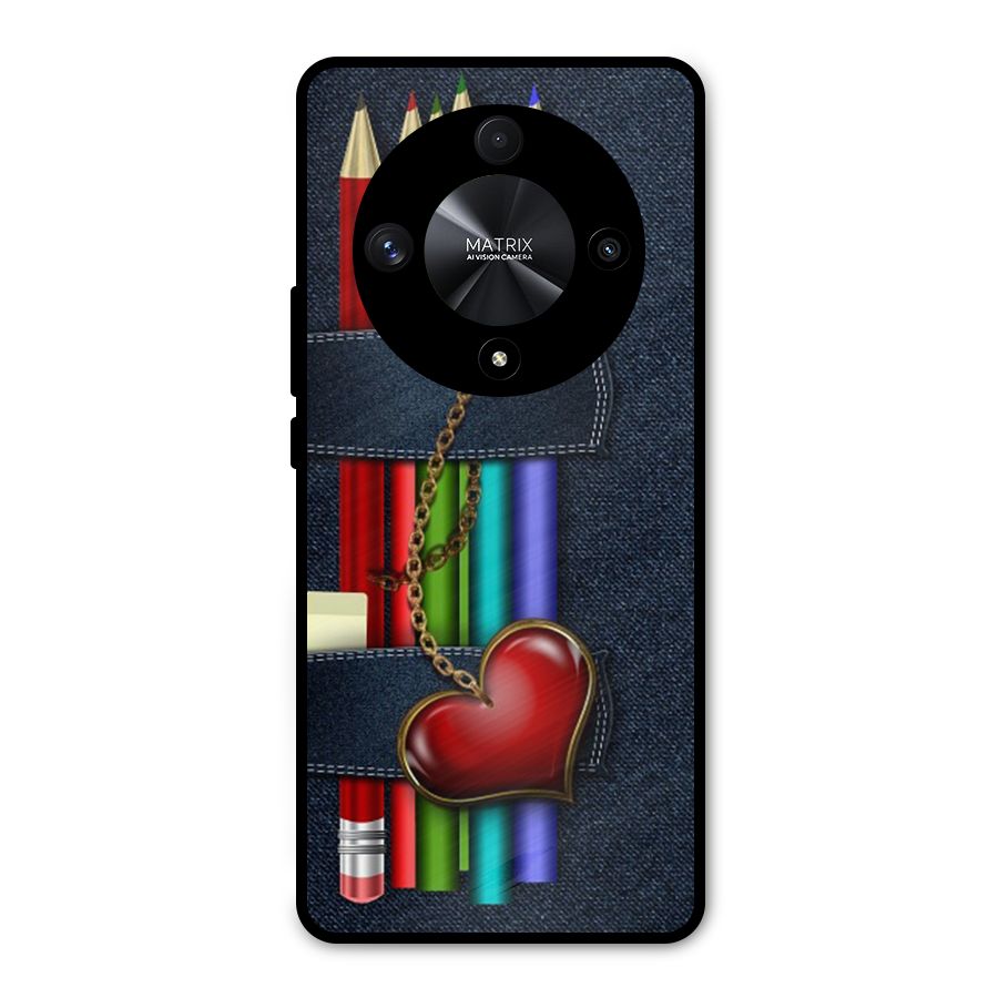 Denim Colorful Pencils Metal Back Case for Honor X9b