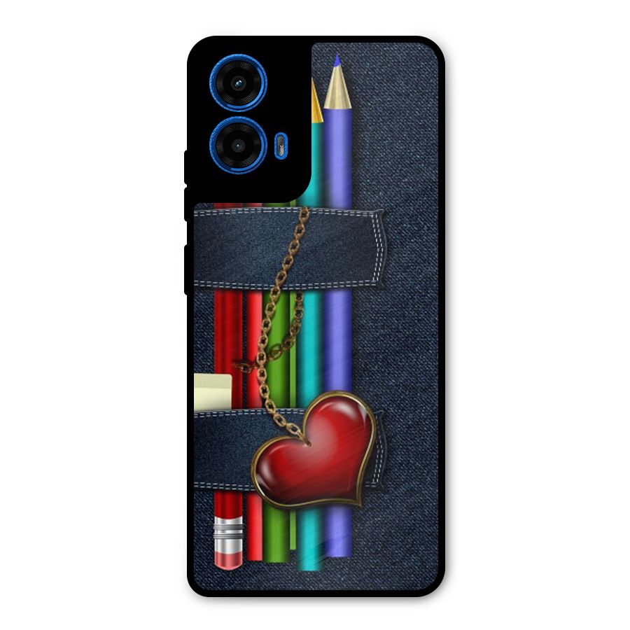 Denim Colorful Pencils Metal Back Case for Moto G45
