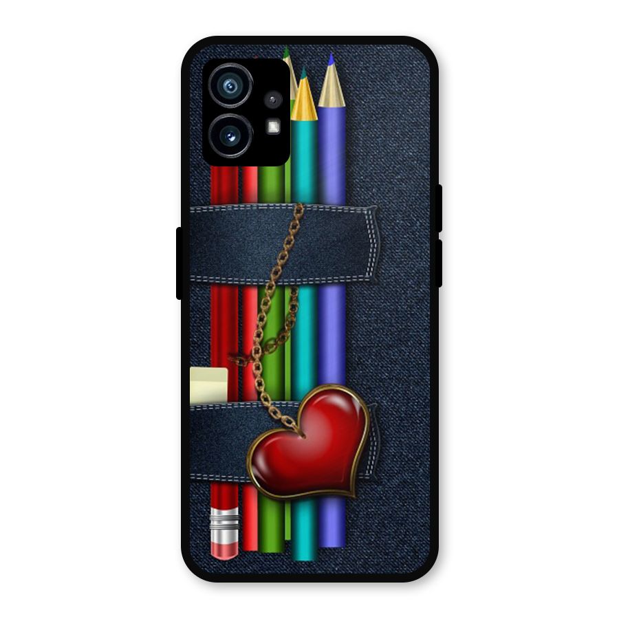 Denim Colorful Pencils Metal Back Case for Nothing Phone 1