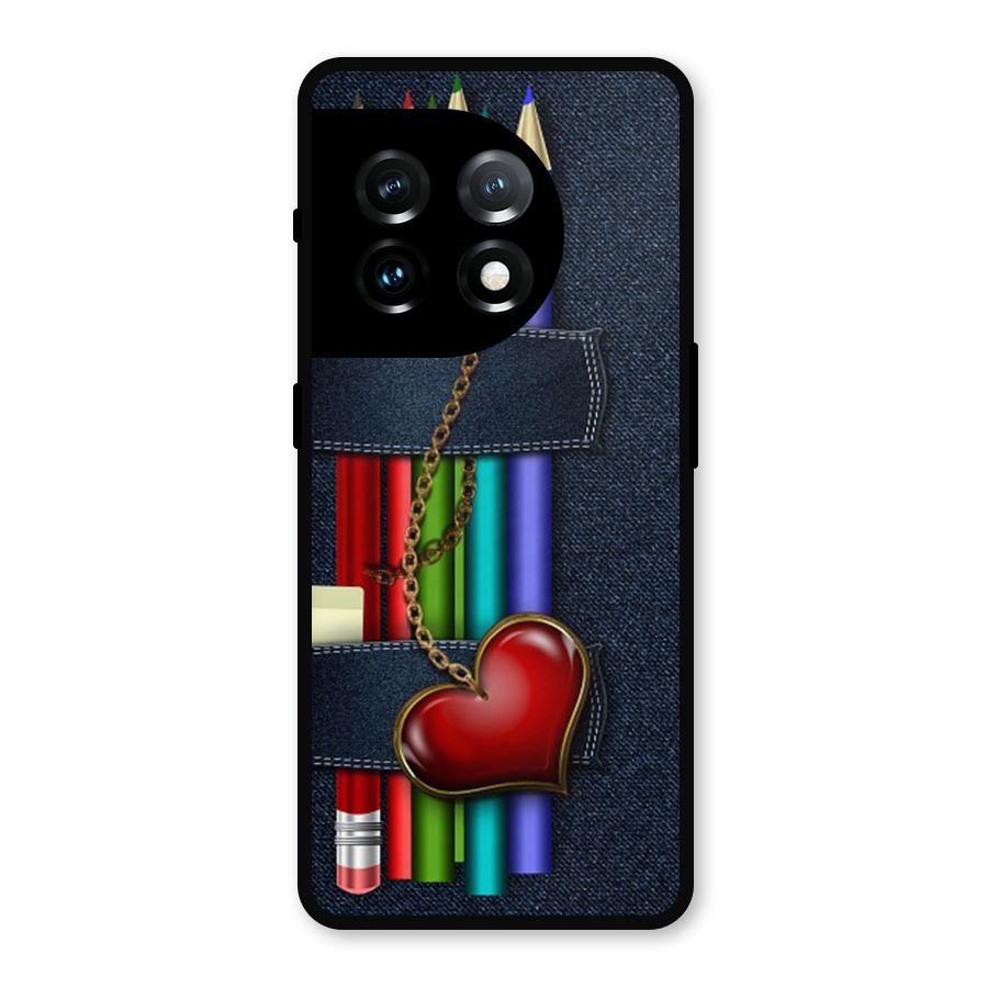 Denim Colorful Pencils Metal Back Case for OnePlus 11