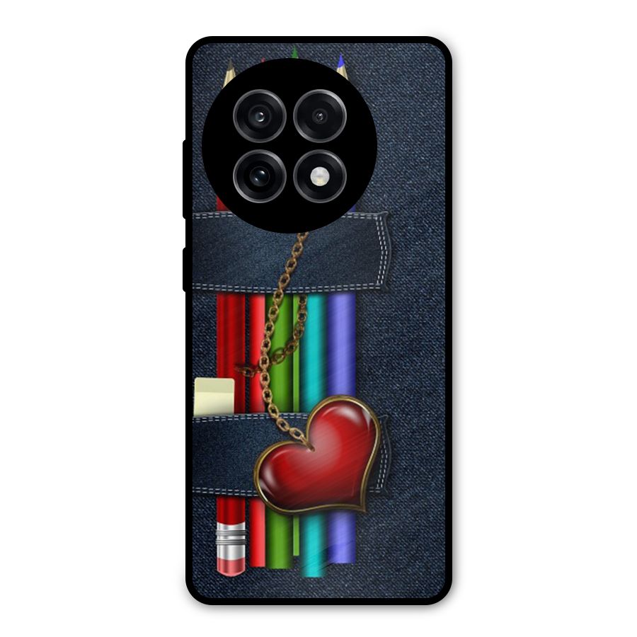 Denim Colorful Pencils Metal Back Case for OnePlus 13R