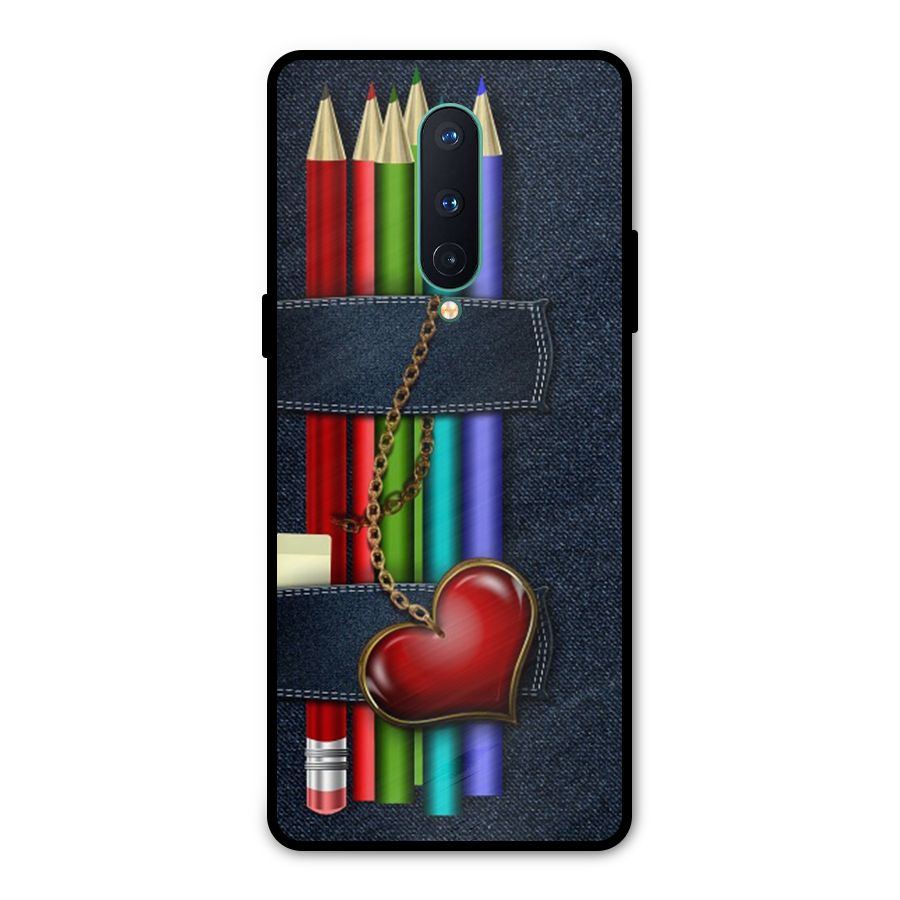 Denim Colorful Pencils Metal Back Case for OnePlus 8