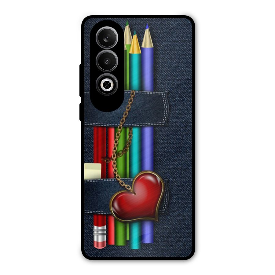 Denim Colorful Pencils Metal Back Case for OnePlus Nord CE4