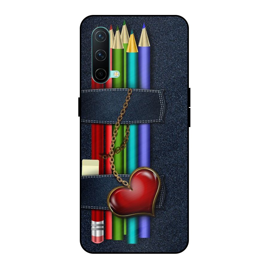 Denim Colorful Pencils Metal Back Case for OnePlus Nord CE 5G