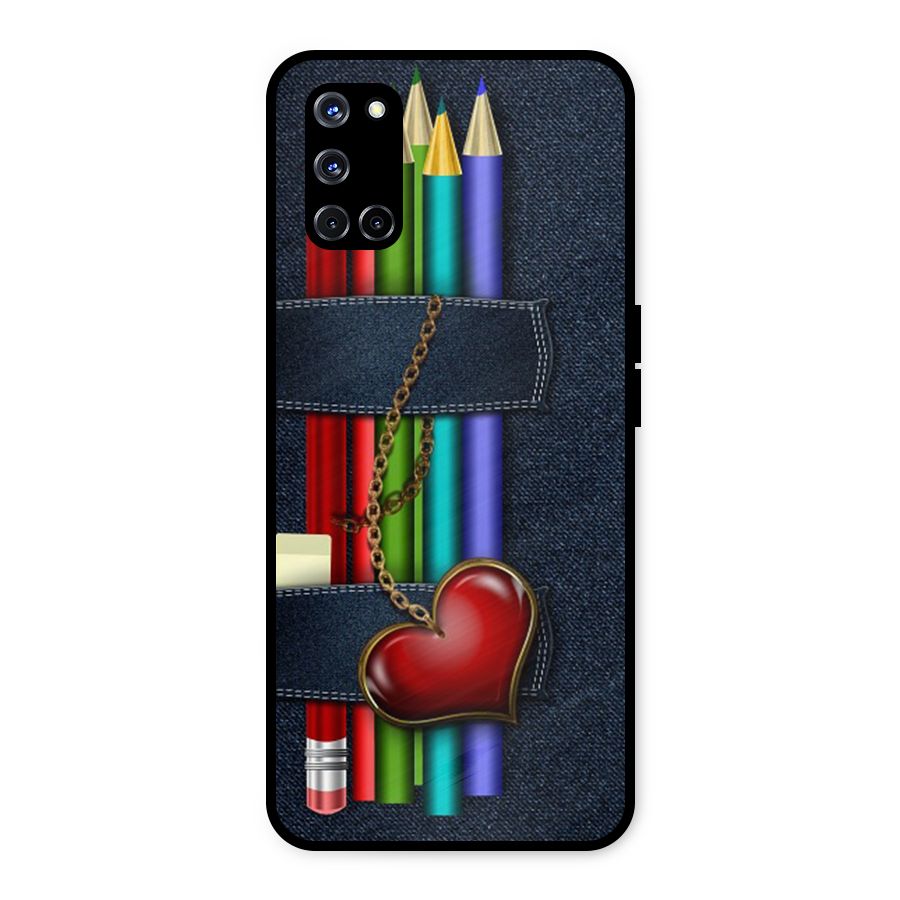 Denim Colorful Pencils Metal Back Case for Oppo A52