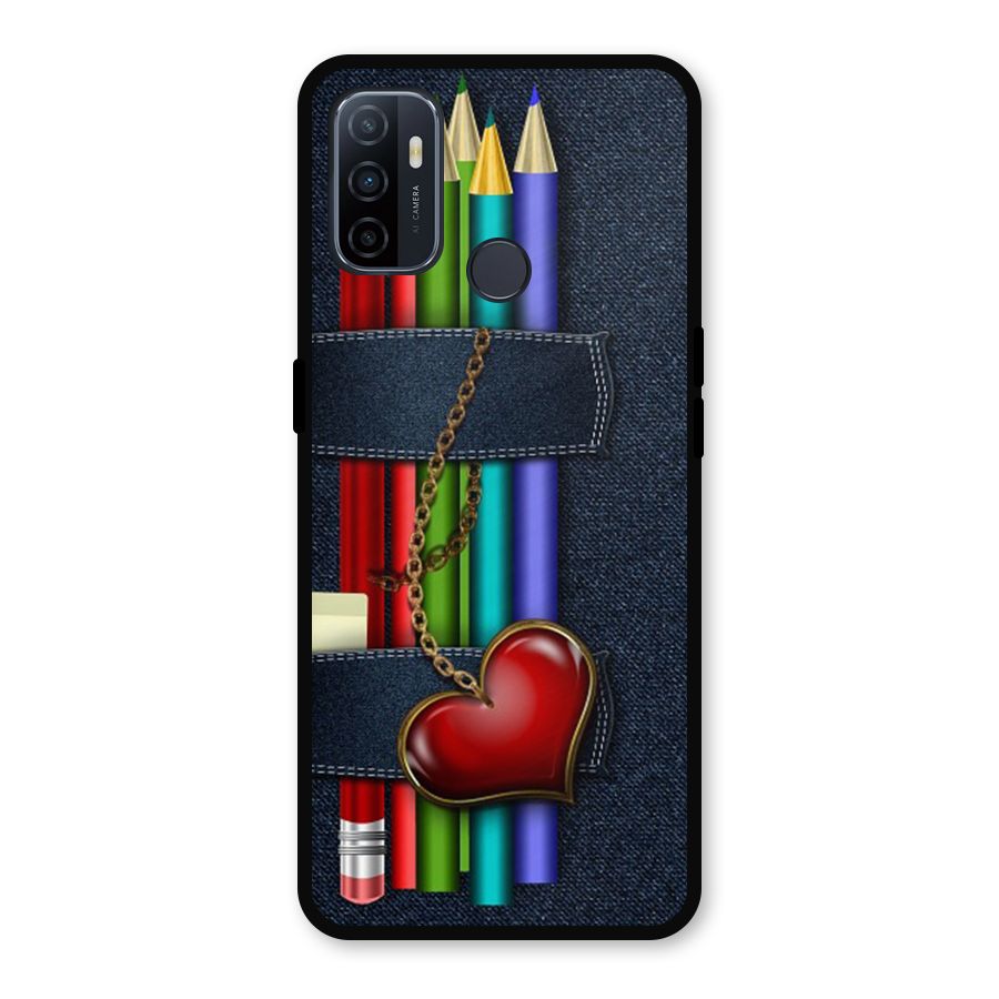 Denim Colorful Pencils Metal Back Case for Oppo A53