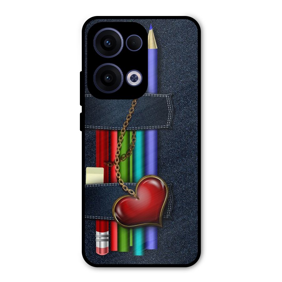 Denim Colorful Pencils Metal Back Case for Oppo Reno13