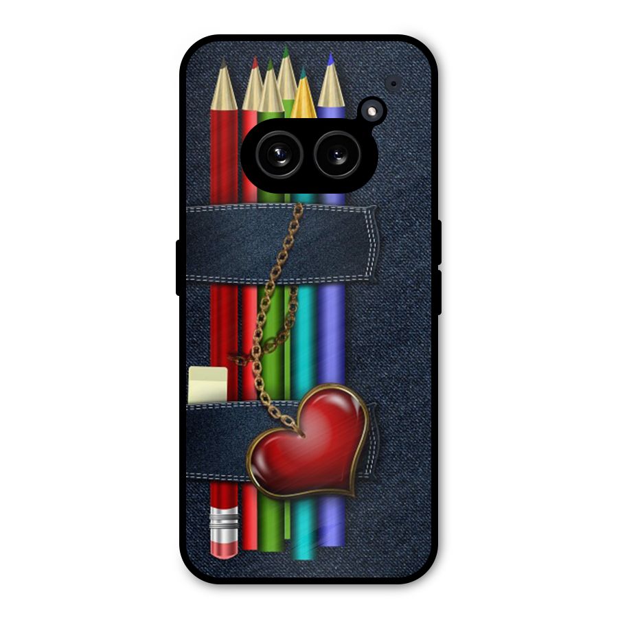 Denim Colorful Pencils Metal Back Case for Nothing Phone 2a
