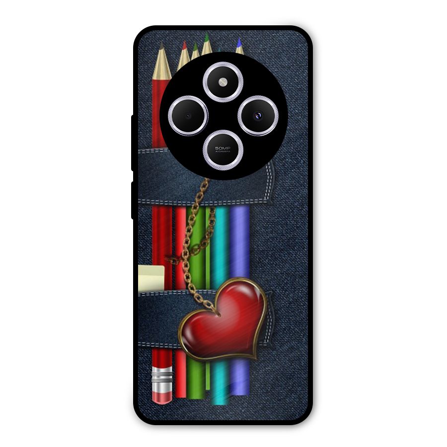 Denim Colorful Pencils Metal Back Case for Poco C75 5G