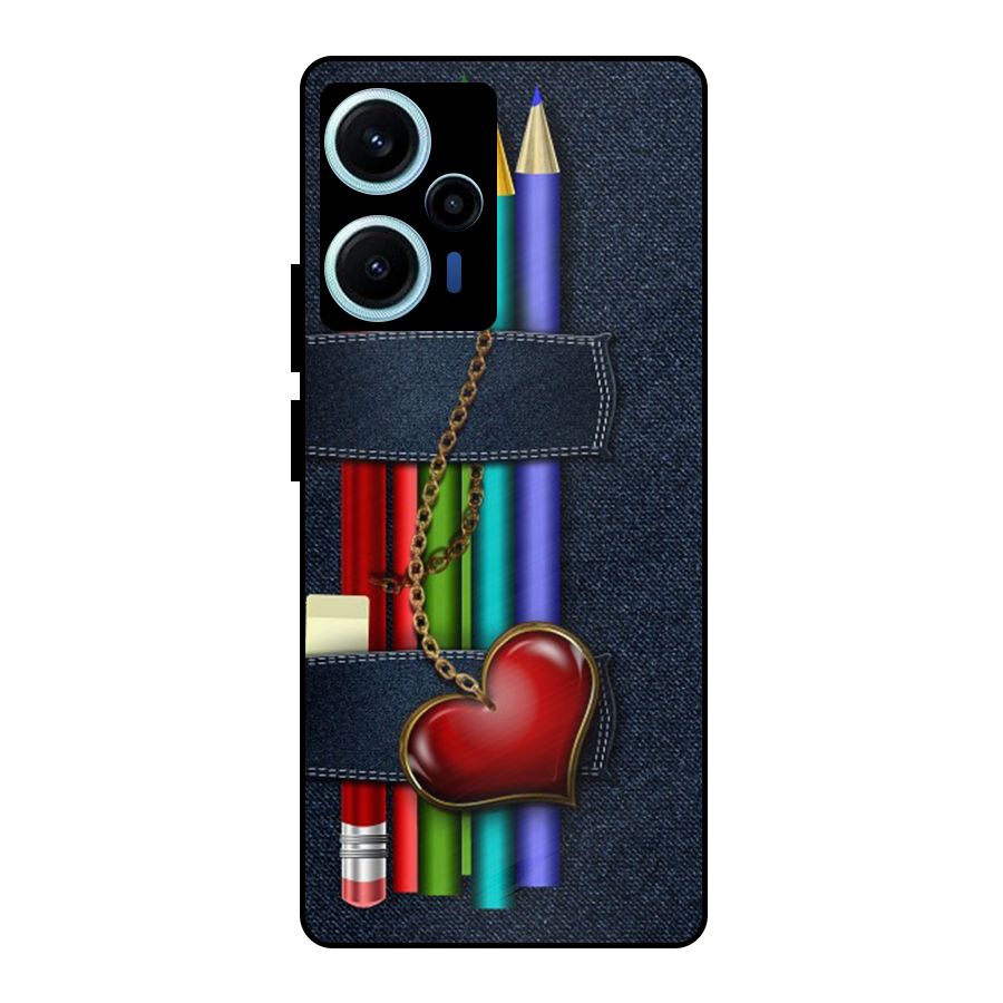 Denim Colorful Pencils Metal Back Case for Poco F5