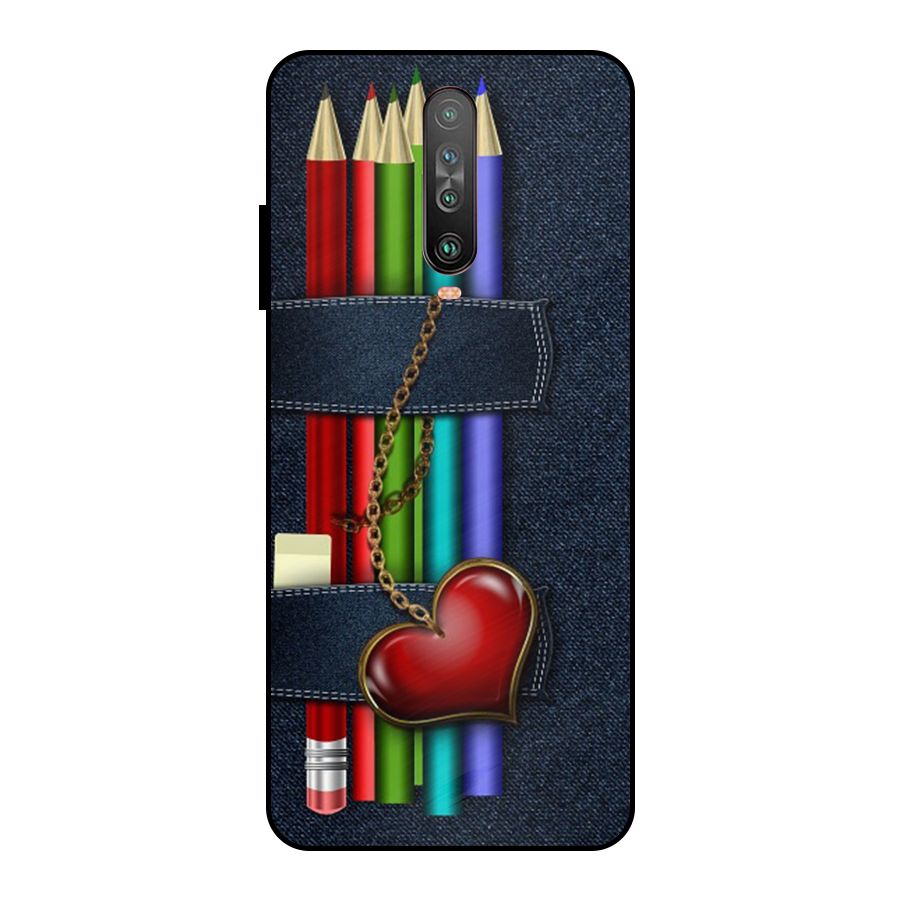 Denim Colorful Pencils Metal Back Case for Poco X2