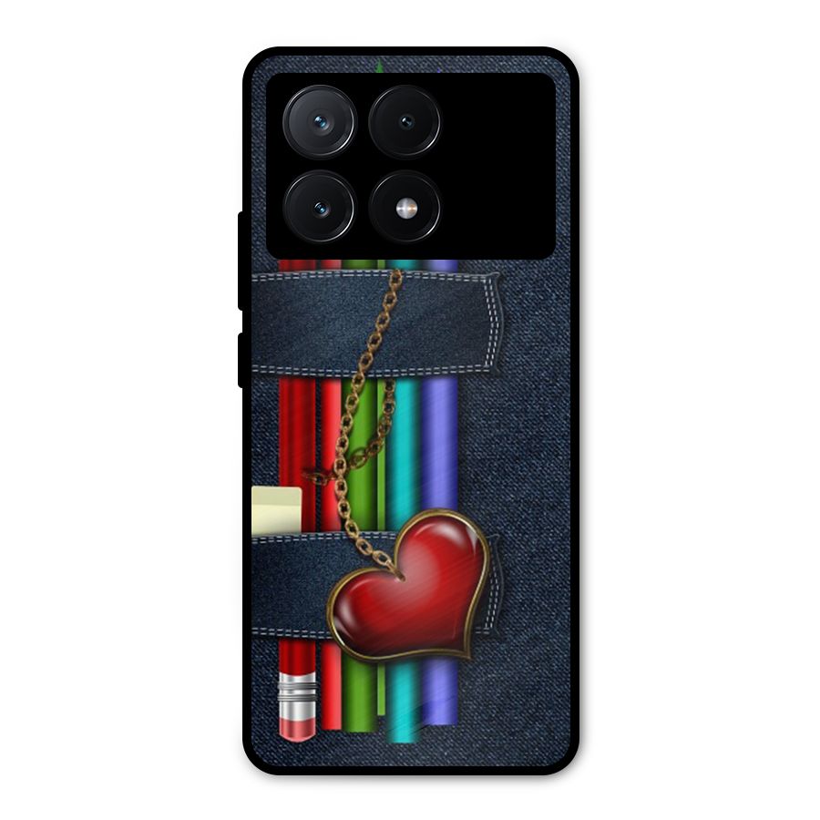 Denim Colorful Pencils Metal Back Case for Poco X6 Pro