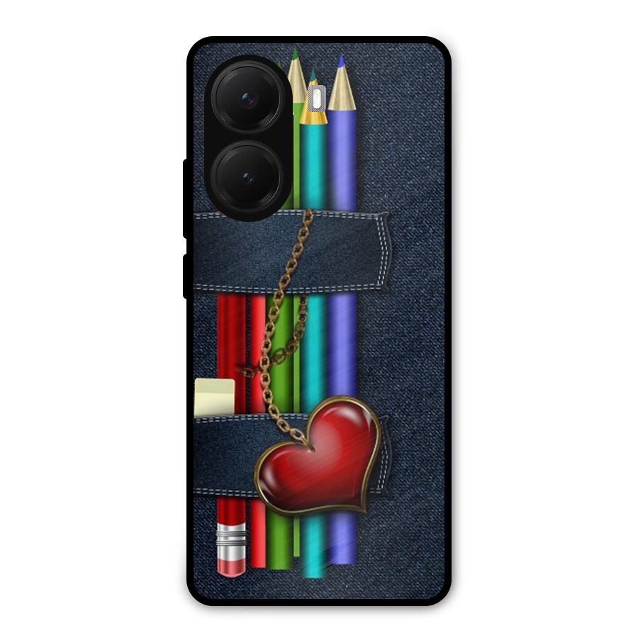 Denim Colorful Pencils Metal Back Case for Poco X7 Pro