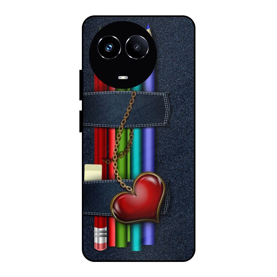 Denim Colorful Pencils Metal Back Case for Realme 11 5G