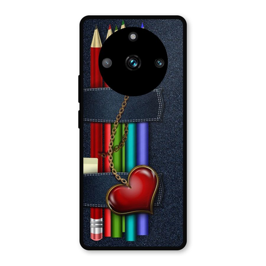 Denim Colorful Pencils Metal Back Case for Realme 11 Pro Plus