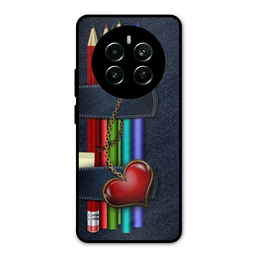 Denim Colorful Pencils Metal Back Case for Realme 12 Pro Plus