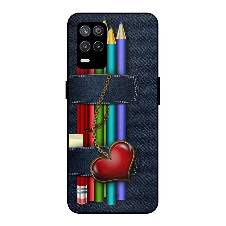 Denim Colorful Pencils Metal Back Case for Realme 9 5G