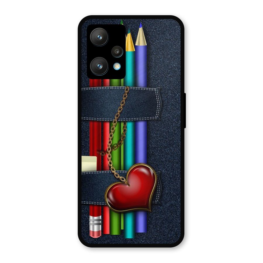 Denim Colorful Pencils Metal Back Case for Realme 9 Pro Plus 5G