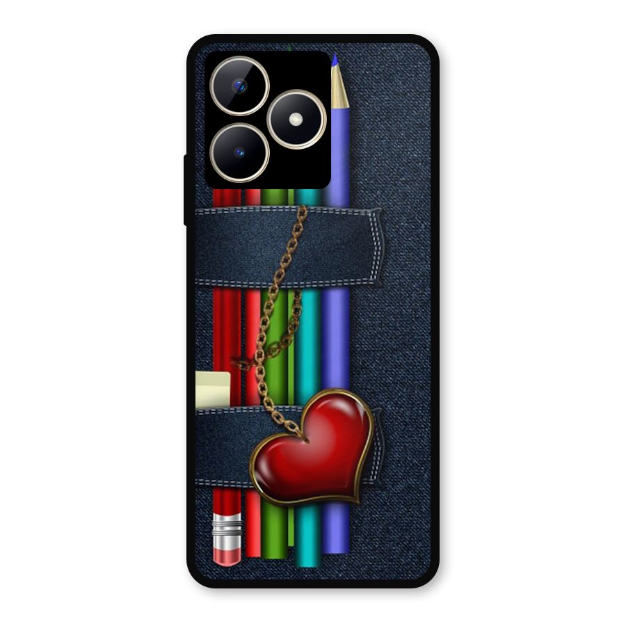 Denim Colorful Pencils Metal Back Case for Realme C53