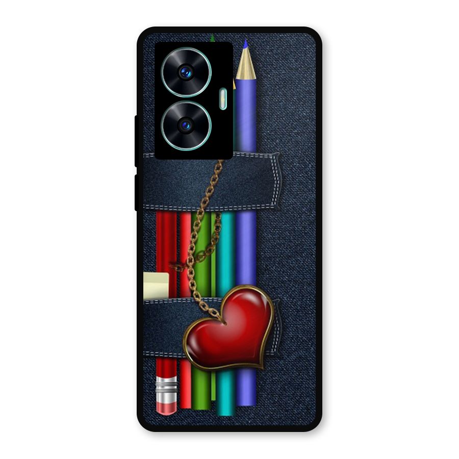 Denim Colorful Pencils Metal Back Case for Realme Narzo N55
