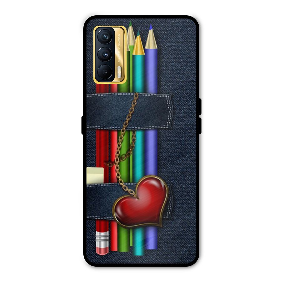 Denim Colorful Pencils Metal Back Case for Realme X7