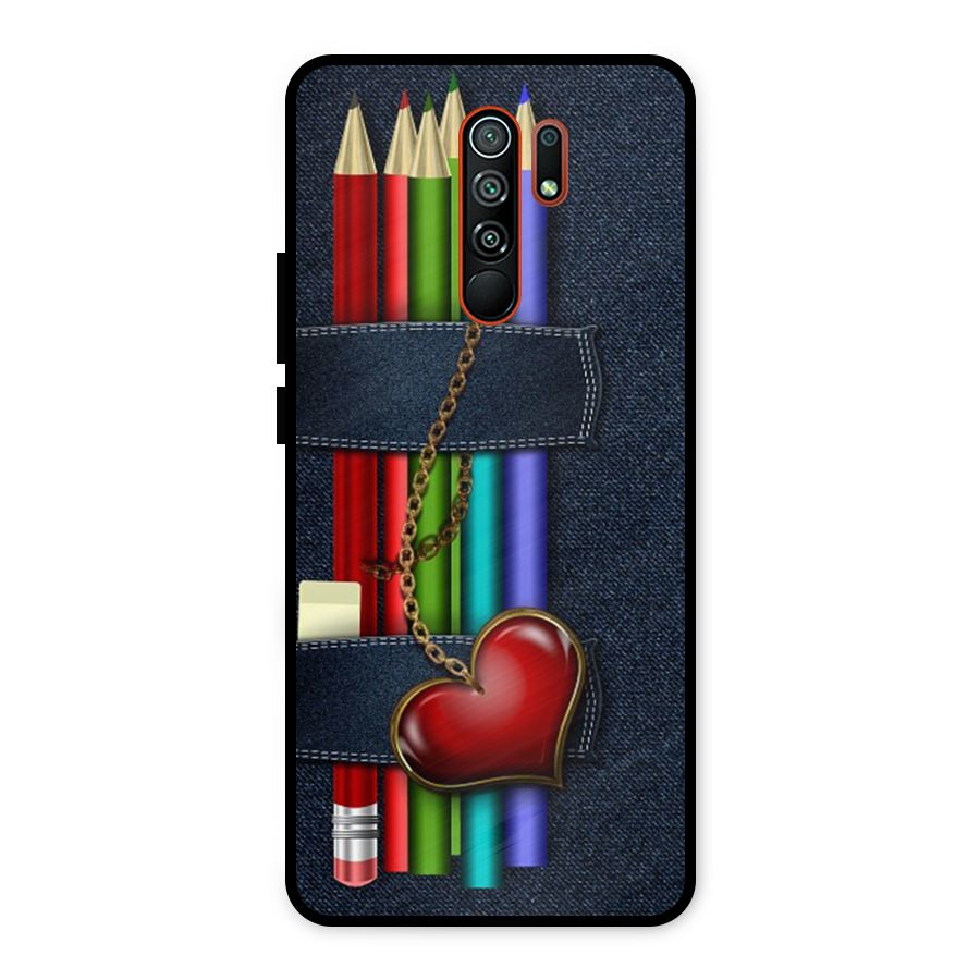 Denim Colorful Pencils Metal Back Case for Redmi 9 Prime