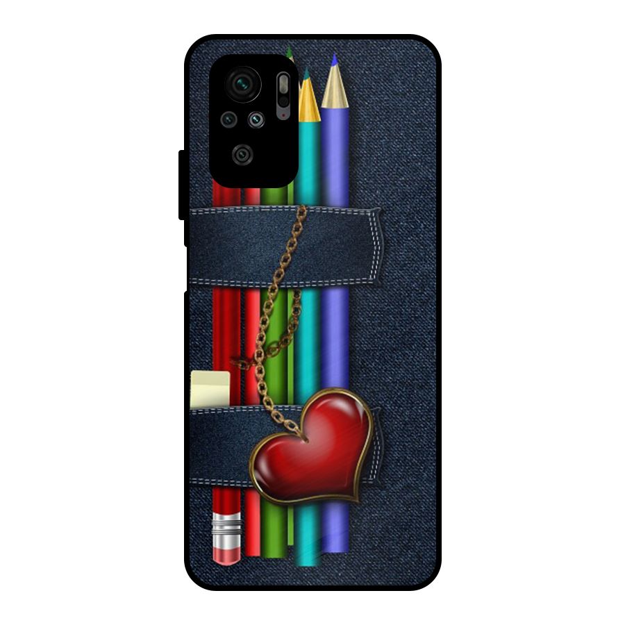 Denim Colorful Pencils Metal Back Case for Redmi Note 10S