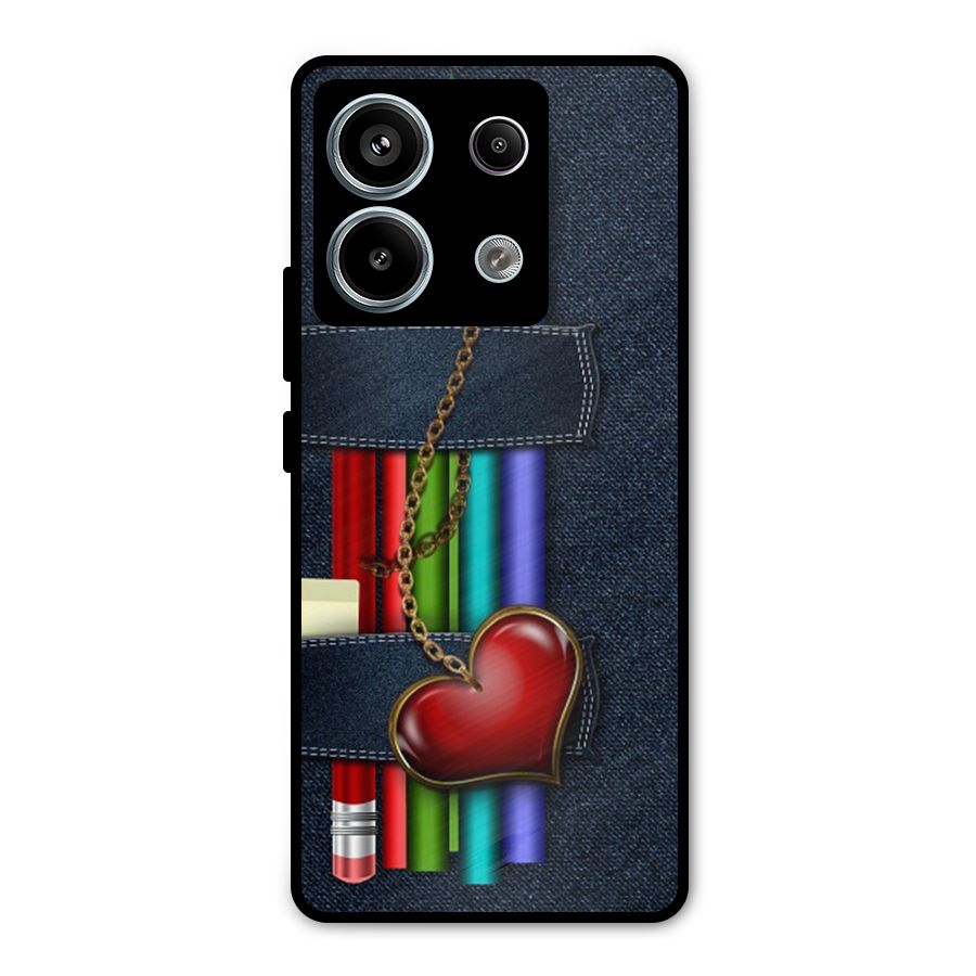Denim Colorful Pencils Metal Back Case for Redmi Note 13 Pro 5G