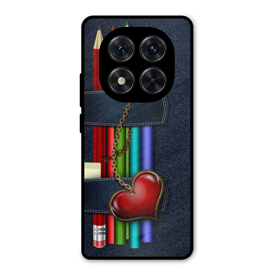 Denim Colorful Pencils Metal Back Case for Redmi Note 14 Pro 5G