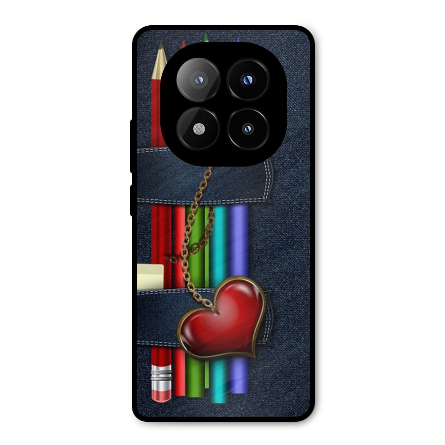 Denim Colorful Pencils Metal Back Case for Redmi Note 14 Pro Plus 5G